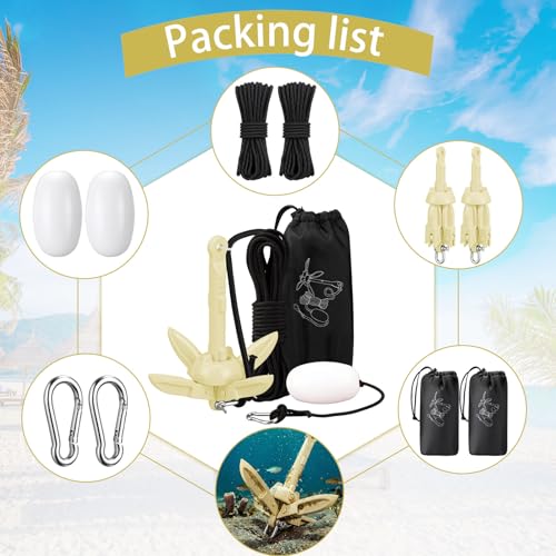 Image of Lounsweer 2 Pack 1.5 /3.5 lb Marine Kayak Anchor Kit Folding Grapnel Anchor Kit Boat Kayak Fishing Accessories for Small Boats Kayaks Canoe Paddle Boards