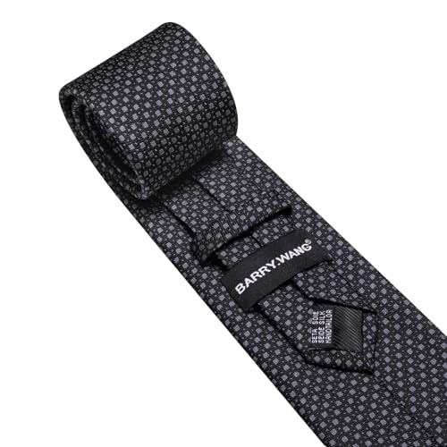 Image of Barry.Wang Ties for Men Silk Tie Sets Polka Dot Woven Necktie Pocket Square Cufflinks Business Wedding