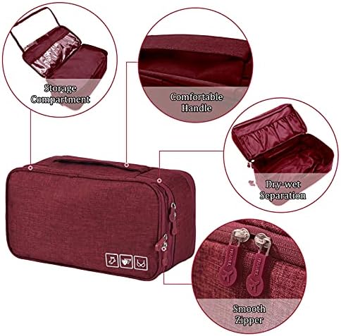 Duyoku Multi-Layer Travel Storage Bag - Underwear Packing Cubes Portable Luggage Organizer Bra/Socks/Cosmetic Toiletry Bag for Men Women Travel Business Trip(Red Wine) 4 Duyoku Multi-Layer Travel Storage Bag - Underwear Packing Cubes Portable Luggage Organizer Bra/Socks/Cosmetic Toiletry Bag for Men Women Travel Business Trip(Red Wine)