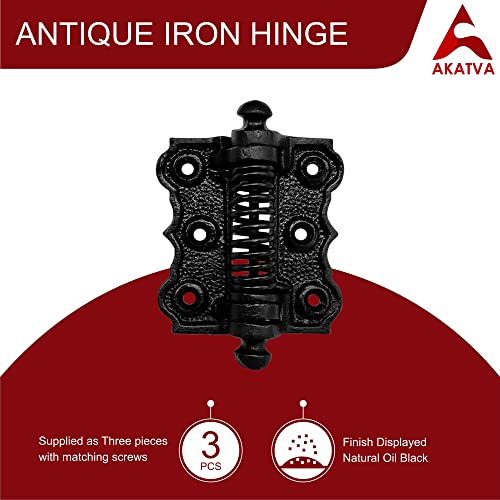 Akatva Self Closing Gate Hinges - Gate Closer Heavy Duty Gate Hinges- Self Closing Metal Gates Hinges - Self Closing Hinges - Auto Close Gate Hinges - Natural Oil Black Finish #TOP6