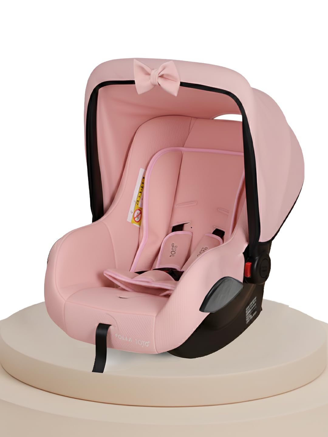 POLKA TOTS 5 in 1 Pink Baby Car Seat for 0 to 15 Month New Born Toddler, Convertible Infant Carry Cot with Reclining Position, Safety Rocker & Feeding Seat Adjustable Head Support with Cushion