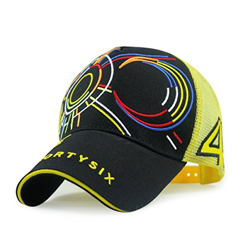 Embroidered Valentino Rossi Large 46 Moto GP Baseball Cap Helmet Hat Yellow