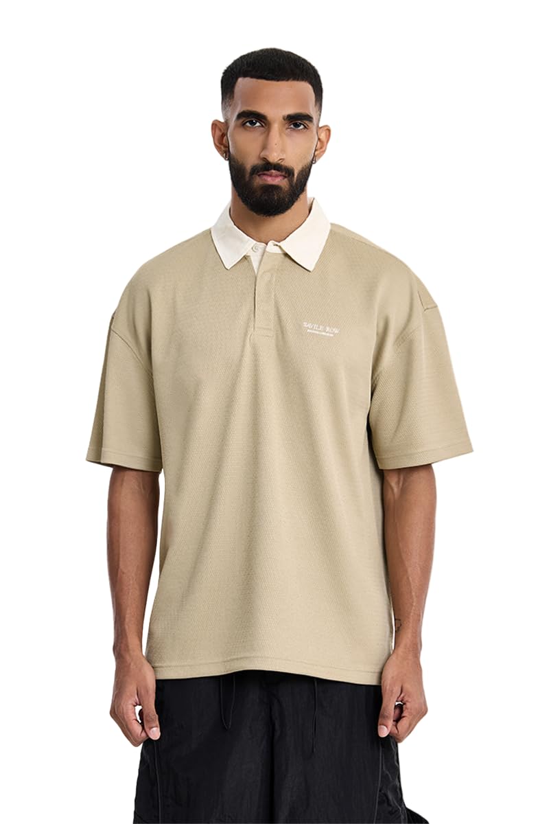 snitch Men Oversized Polo T Shirt | Embroidered Branding, Drop Shoulder & Half Placket | Polyester Elastane Stretch, Breathable Casual Wear Street Style-picture-48