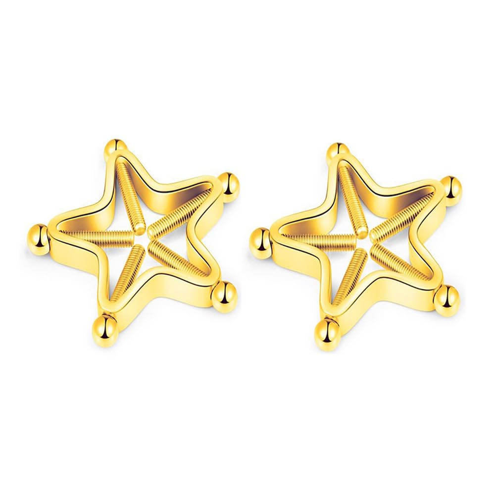 Niaspi Star Fake Nipple Rings for Women Non-Piercing Nipplerings Nipple Clip Barbells 316L Stainless Steel Cute Body Jewelry (): Gold