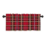 Photo Gallery batmerry tende mantovane in tartan rosso, motivo scozzese verde astratto nero a scacchi, mantovane da cucina multistrato in poliestere oscuranti per soggiorno/bagno, 132 x 45,7 cm Photo Gallery batmerry tende mantovane in tartan rosso, motivo scozzese verde astratto nero a scacchi, mantovane da cucina multistrato in poliestere oscuranti per soggiorno/bagno, 132 x 45,7 cm