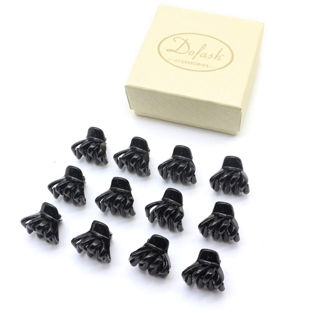 Dofash 12Pcs 2CM/0.79IN Hair Claw Clips Plastic Hair Claws Jaw Hair Clips Octopus Hair Grips Hair Accessories for Women Girls (Black)