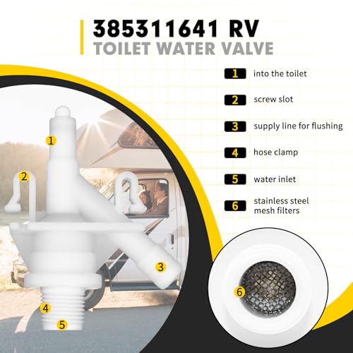 Image of 31705 RV Toilet Water Valve Kit Freeze-resistant and Leak-resistant RV Toilet Parts Compatible with Thetford Aqua-Magic V High and Low Models RV Toilet