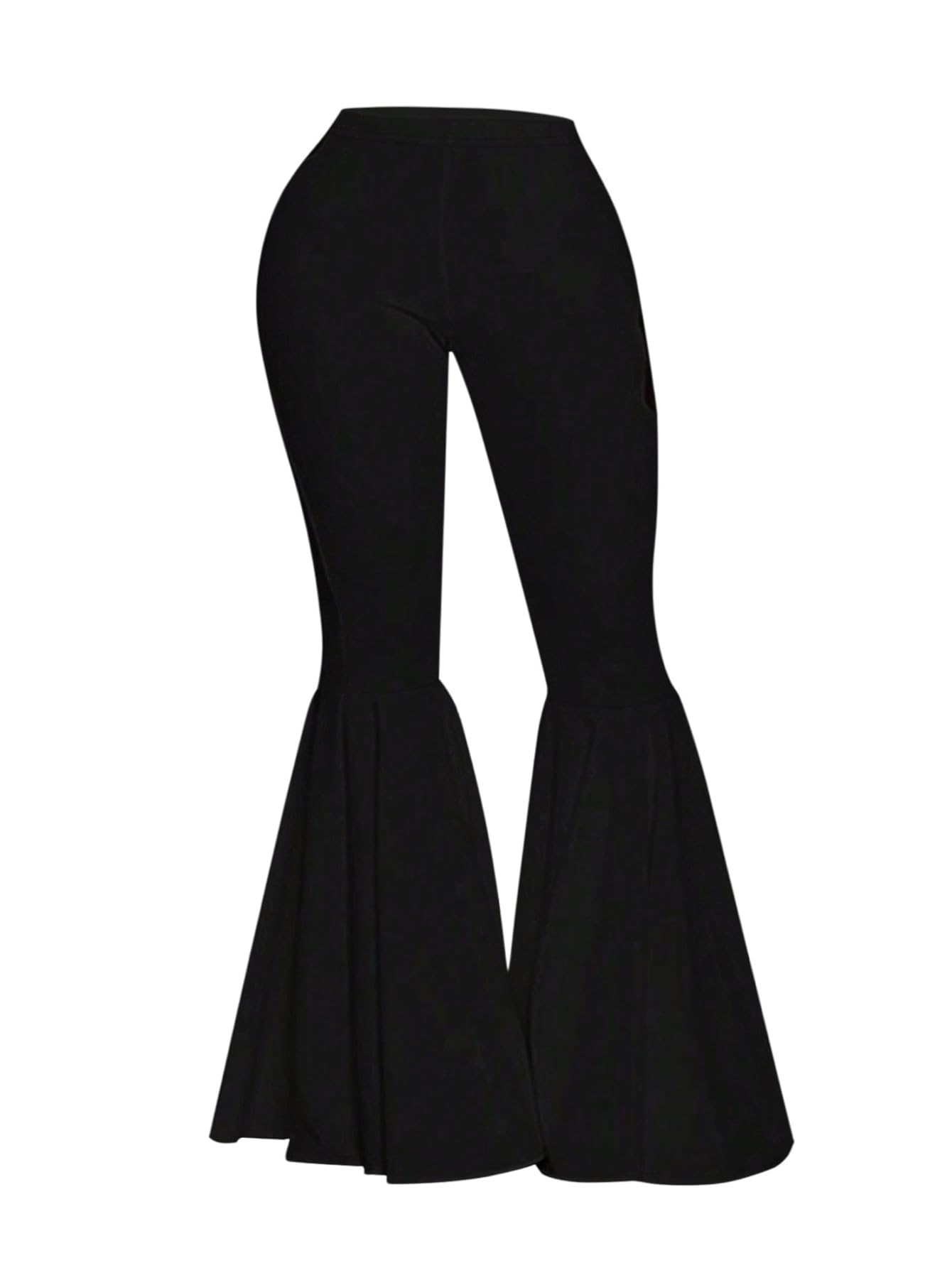 Women's Plus Size Flare Pants Elastic Waist Ruffle Bell Bottom Pants Long Trousers