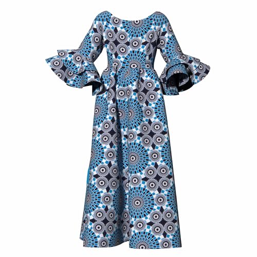 Image of iooiooi Womens African Print Party Maxi Dress Tradition Dashiki Ankara Long Dress & Headwrap