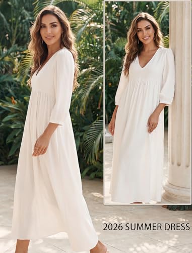 Image of Celmia Autumn Solid Loose Long Maxi Dress Cotton Caftan