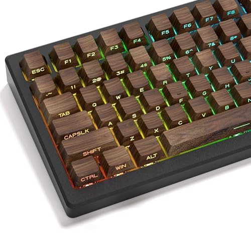 Image of dagaladoo Brown Keyboard keycaps,Double Shot PBT keycaps | Shine Through Keycaps dye-sub,Side Print,Cherry Profile keycaps for Mechanical Keyboard,Walnut Textures