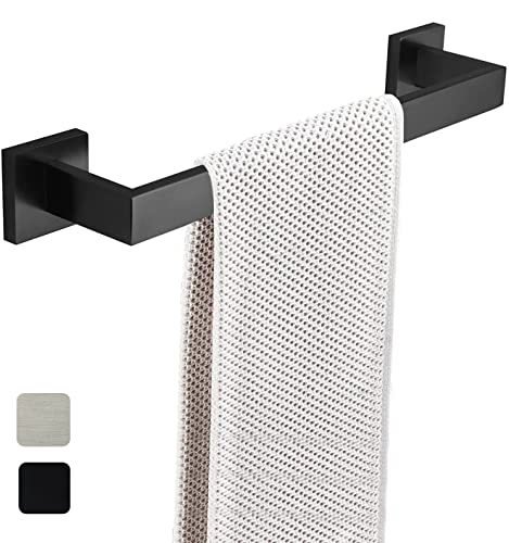 16 Inch Towel Bar for Bathrooms 12/16/24/28/32/36 Inch Stainless Steel 304 Matte Black Towel Holder Modern Square Towel Rod Rustproof Wall Mount (Matte Black, 16 Inch)