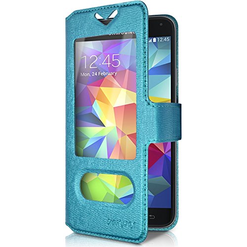 KARYLAX Housse Etui S-View Universel S Couleur Turquoise pour Wiko Sunny 2