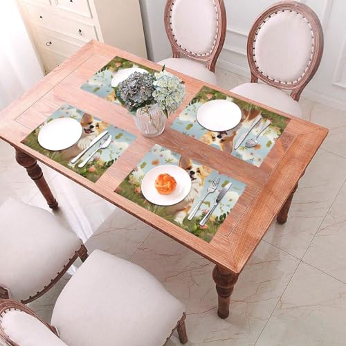Sets de table Corgi en PVC imperméable antidérapants et ultra résistants - 6