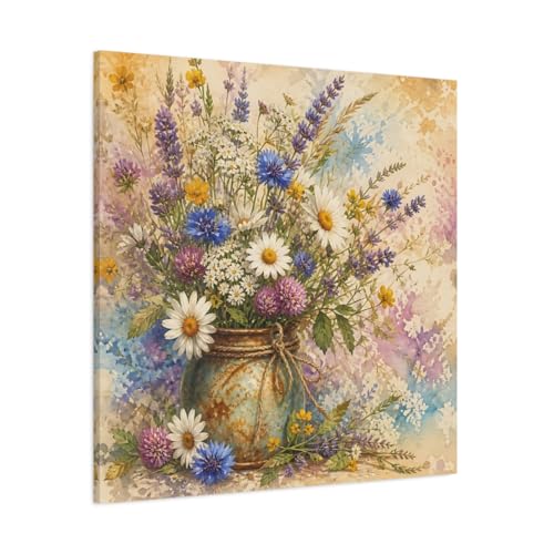 Tableau fleurs sauvages colorées pour égayer un salon sombre