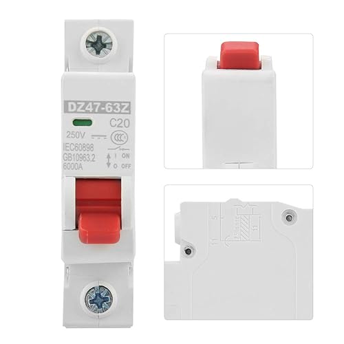 Miniatura 6 de Disyuntor de fugas DC Disyuntor miniatura 250V 20A Interruptor de aire de protección de fugas Interruptor de aire Disyuntor en miniatura para caja