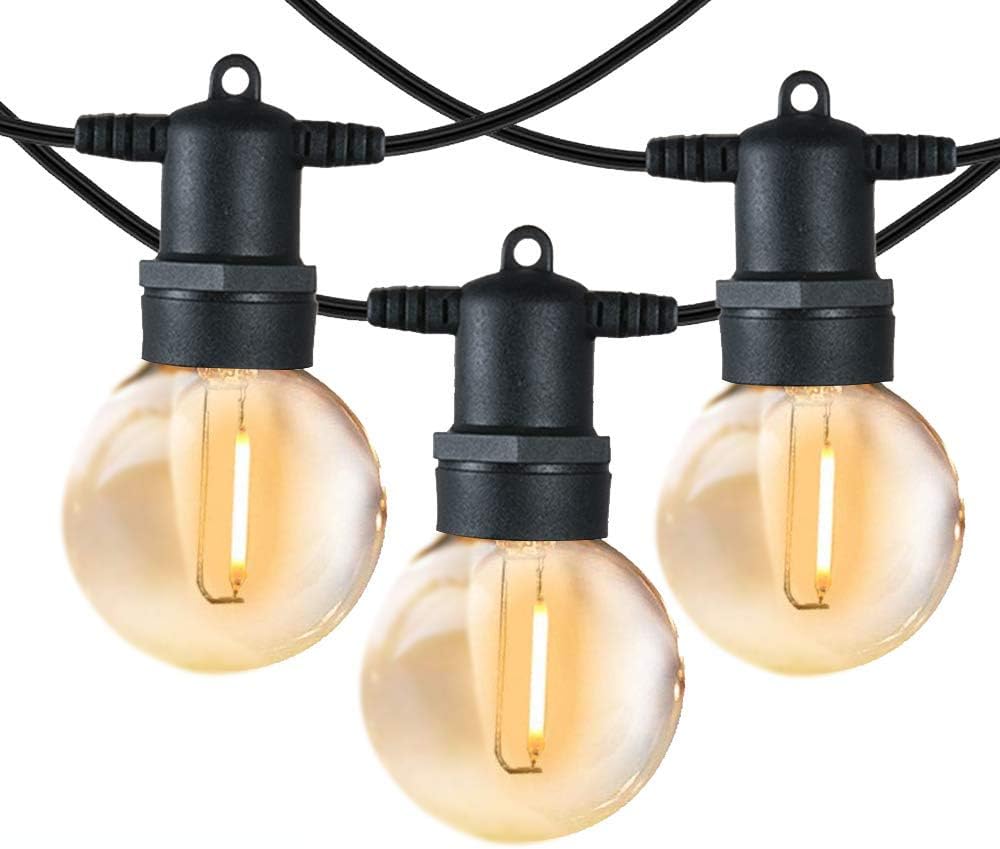 Led Outdoor String Lights Outdoor Patio Lights Shineled Waterproof Ip64 Commercial Connectable Porch Lights With 12 G40 Globe Plastic Bulbs 2 Spare For Patio Backyard Garden Bistro Cafe 25ft Amazon Com