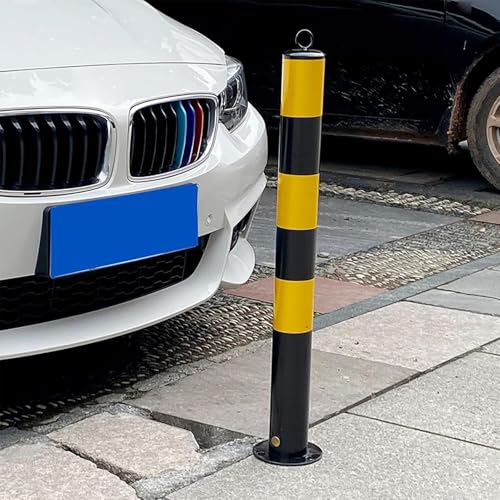 Generico Dissuasori di parcheggio in Metallo Riflettente - Set di 4 Barriere di Sicurezza Rimovibili con bulloni di Ancoraggio per vialetti e parcheggi - Soluzioni di Controllo del Traffico durevoli