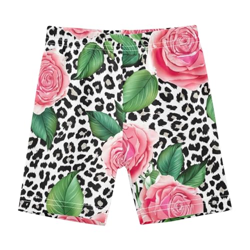 Joisal Pink Roses Green Black Leopard Toddler Girls Biker Shorts 4t Under Shorts for Dresses Cotton Little Girl