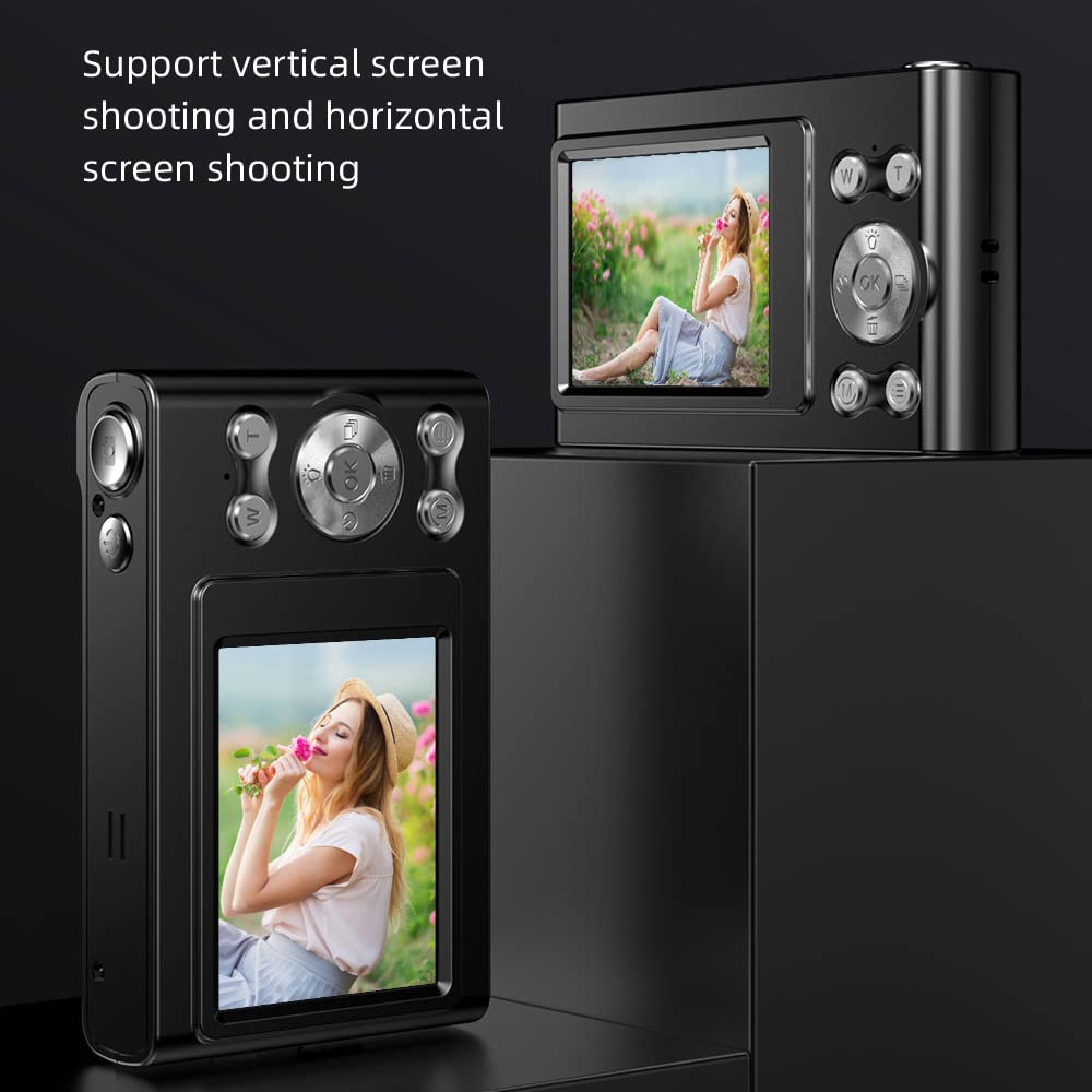 Andoer Fotocamera digitale 4K, fotocamera compatta da 48 MP, 2,4", zoom digitale, 16x, piccola fotocamera ricaricabile con scheda di memoria da 32 GB, studenti, adolescenti, bambini, argento