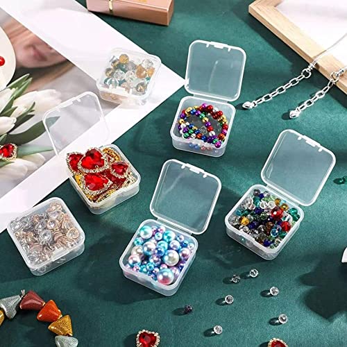 Image of 5 Pcs Plastic Jewelry Storage Containers, Mini Clear Square Box Empty Case with Lid for Earplugs, Jewelry, Hardware or Other Small Crafts Boxes and Organizers