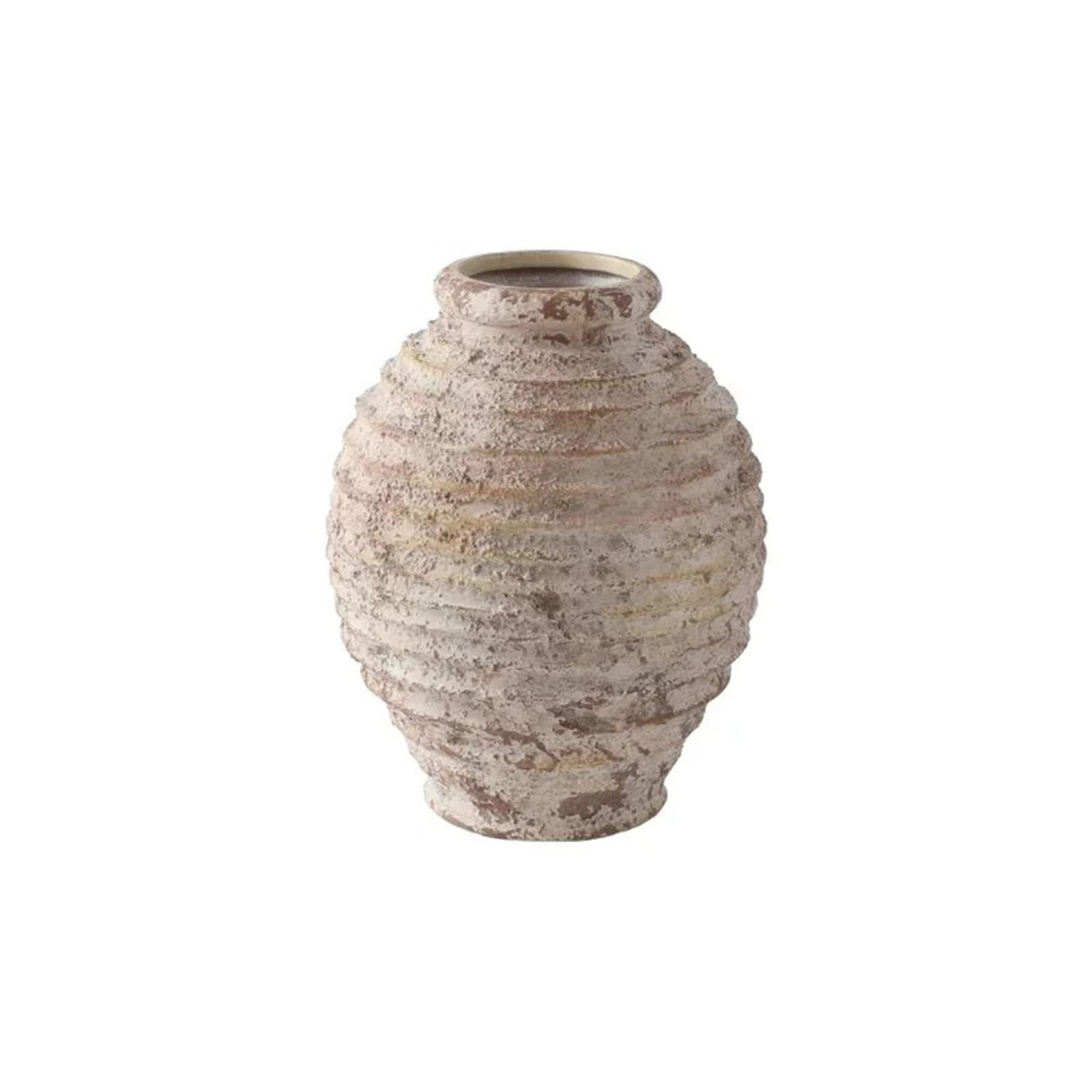 Vase géométrique en argile brute pour une décoration de salon vintage et naturelle