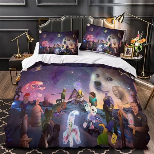 Funda nórdica de husky 3D de microfibra de 220x240 cm con dos fundas de almohada para cama King 4