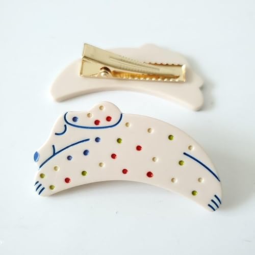 Miniatura 8 de Pinzas para el pelo de perro con piedras preciosas manchadas, pinza de pelo de acetato de celulosa, pinzas pequeñas para el pelo para niña, paquete