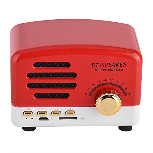 fosa Wireless Bluetooth Speaker, Retro Portable Wooden Desktop Speaker Bass Stereo FM Radio Support USB TF Card for Travel, Home, Beach, Bathroom, Outdoors(Red)
