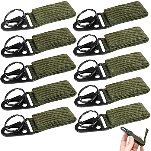 xianzhanEU 10 Stück Gürtel Karabiner Nylon Karabinerhaken Schlüsselanhänger Taktischer Hängender Doppelkarabiner für Outdoor Aktivitäten Camping, Grün Cover