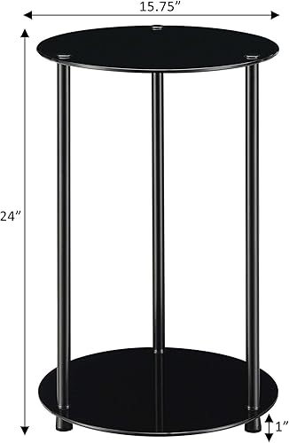 Miniatura 6 de Convenience Concepts Designs2Go - Mesa auxiliar redonda de vidrio clásico de 2 niveles vidrio