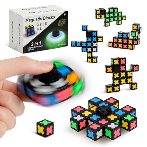 Magnetic Fidget Spinner, STEM Transforming Building Blocks Toys for Kids