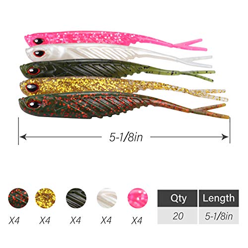 image for RUNCL Anchor Box - Soft Jerk Baits, Baitfish with Split Tail 3D Lifeli
