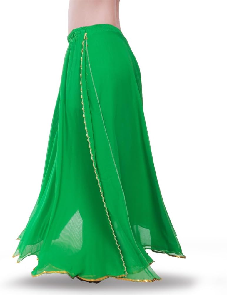 ROYAL SMEELA Women's Chiffon Skirt Belly Dance Costume for Women Dancing Dress Sparkly Glitter High Split Beach Skirts - Image 3