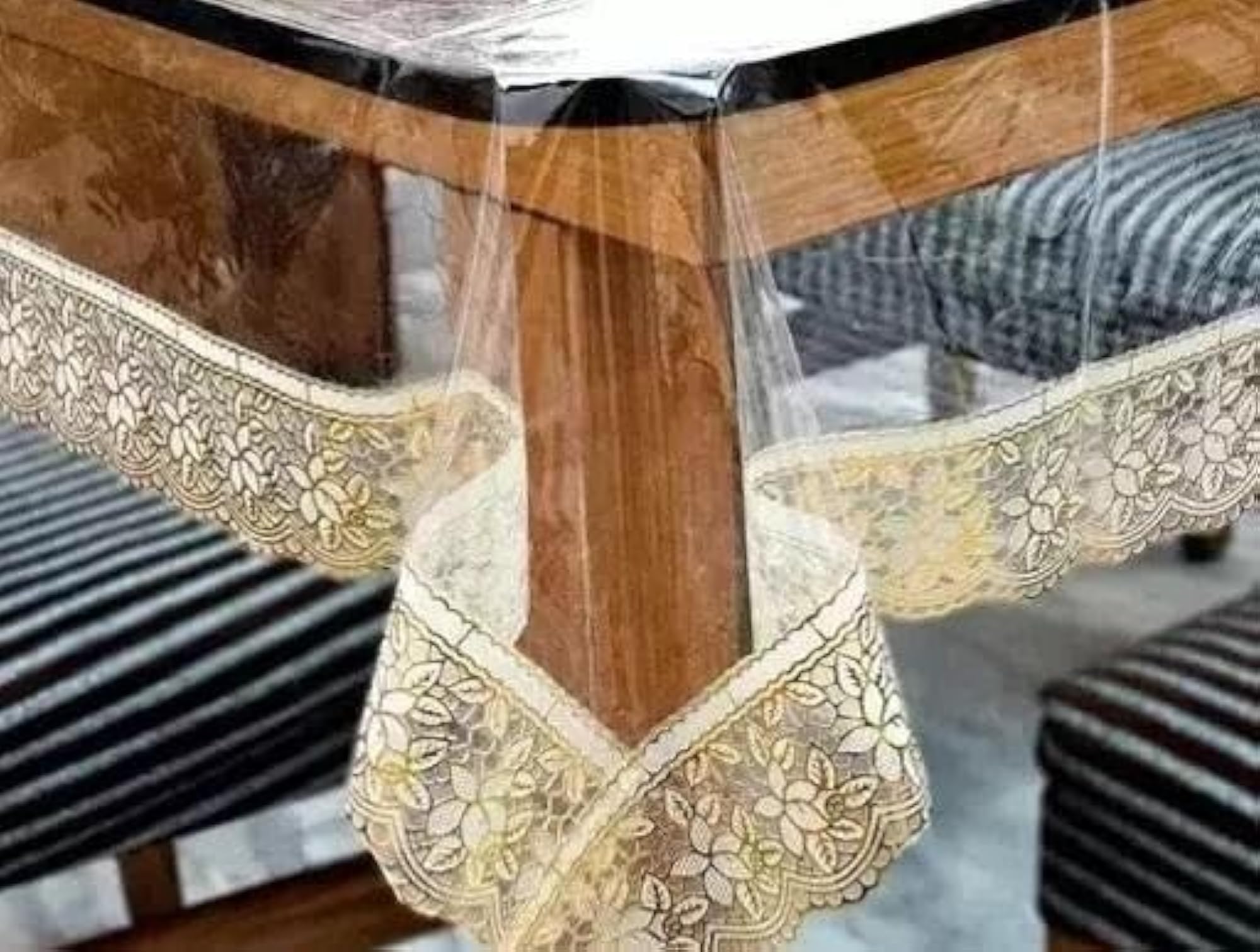 Transparent PVC Solid Cover for 6-Seater Dining Table