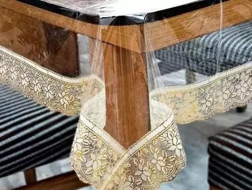 Image of Waterproof Transparent Table Cover | 6-Seater Dining Table Protector | PVC Solid Cover (60 x 90 Inches) Transparent