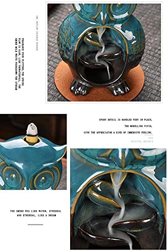 Backflow Incense Burner Holder Owl Shape Waterfall Porcelain Incense Holder Home Decor With Incense Cone Sticks Holder Incense Sticks Backflow Incense Cones Mat Tweezer Gift Set #TOP3