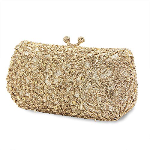 YILONGSHENG Womens Evening Clutch Bag Designer Evening Handbag Sparkling Clutch Purse for Wedding Prom(Gold)