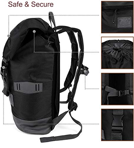 XRAY Duffle Backpack Large Canvas Retro Rucksack Travel Hiking Mountain Overnight Weekend Bag for Men and Women (Black/Black)