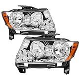 Headlights Headlamp Assembly Halogen Compatible with 2011-2017 Jeep Compass,2011-2013 Jeep Grand Cherokee, NOT for HID Models