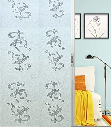 Image of SUNBIRD Window Film Privacy Colorful Window Sticker, Decorative Window Vinyl, Adhesive Home UV Blocking, Heat Insulation Static Cling for Bathroom Office (24 X 48 INCHES-2PCS, Flower Draco)