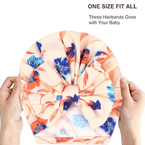 Image of BabyMoon Beanie Floral Bow Baby Boy's & Girl's Cap Kids | Toddler Infant Hat | Orange | 6-48 Months