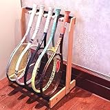 TLVFRTGYN Solid Wood Tennis Racket Storage Stand Holds 6 Rackets