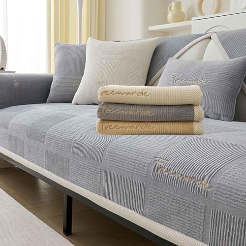 LINGKY Sofabezug, Sofa Überzug 1/2/3/4 Sitzer, Sofaschoner rutschfest, Couch Überzug L Form, Sofadecken Für Sitzfläche, Sofa Überwurf, Samt Couchbezug (Grau,70x90cm/Rechteckig)