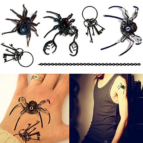 TAFLY Temporary Tattoos 3D Spider Insects Waterproof Realistic Machine Transfer Tattoo Body Art Sticker