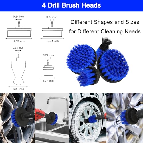 36pcs Brosse Nettoyage Voiture,Brosse de Jante Voiture,Kit de Lavage de Voiture,Kit de Brosse Nettoyage Voiture Interieur Exterieur,Brosse Nettoyage Perceuse Électrique,Sac de Transport Inclus – Image 5