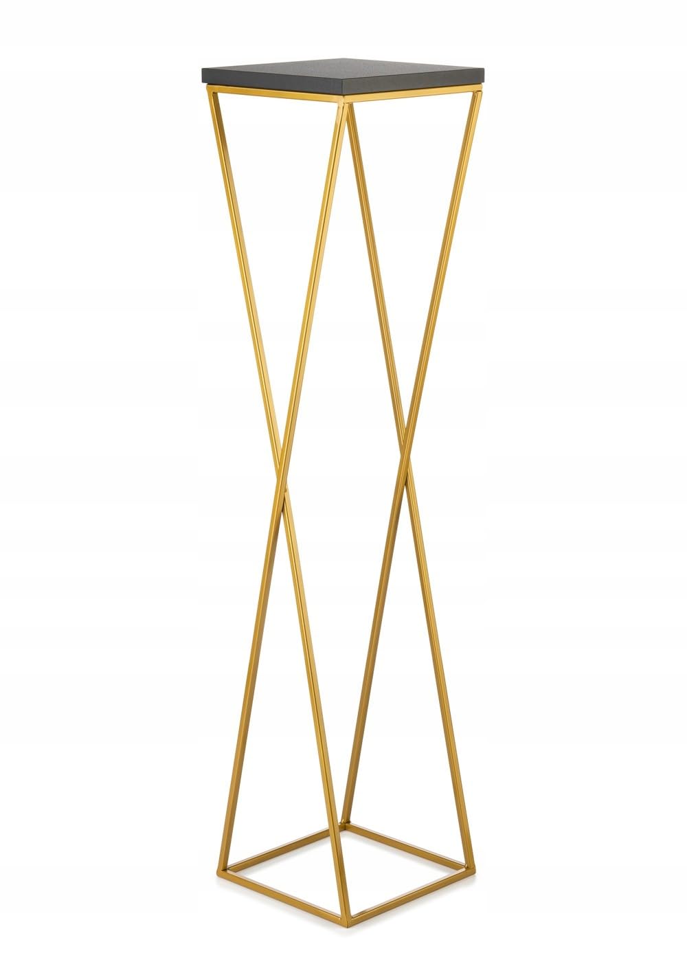 Pflanzenständer Metall 100 cm Hoch - Stabiler und Fester Blumenhocker mit Schwarz MDF-Platte auf Gold Ständer - Blumenständer zur Dekoration Innenräumen
