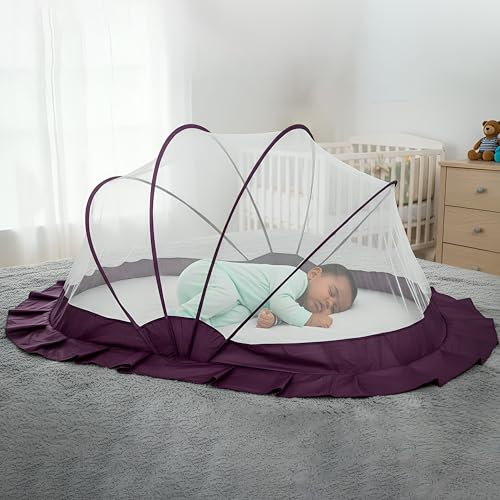 Image of Weird Wolf Foldable Baby Mosquito Net, Bottomless Net for Infants, for Safe & Easy Use | 107 x 74 x 55 cms Mosquito Net for Baby, Toddlers & Infant (0-36 Months), 6 Months Warranty, Purple