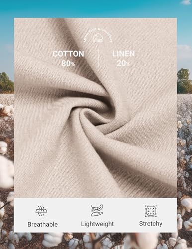 Image of COOFANDY Mens Cotton Linen Pants Casual Drawstring Summer Beach Pants Lightweight Linen Dress Trousers