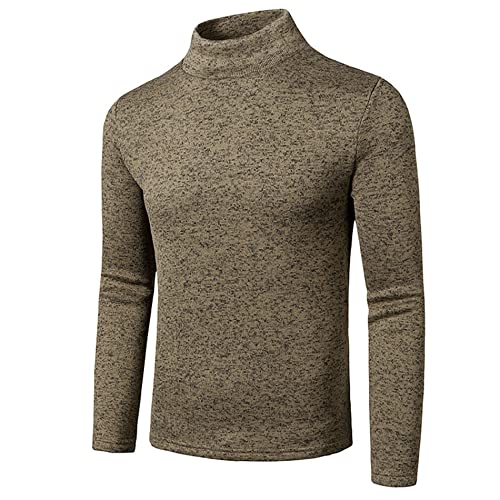 GLESTORE Rollkragenpullover Herren Winter Turtleneck Pullover Langarm Crew Neck Warm Strickpullover Slim Fit Basic Kaffee XL Cover